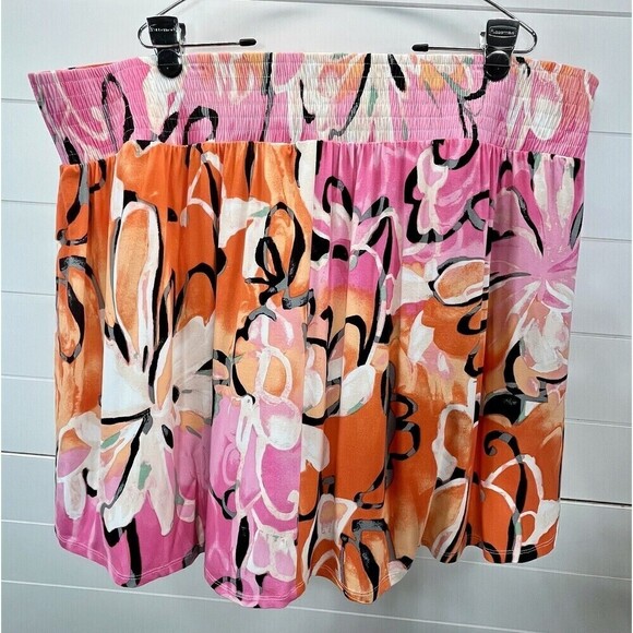 Lane Bryant Women's 26/28 A-Line Skirt  Multicolor Pull On Floral Tropical Beach - Picture 4 of 12